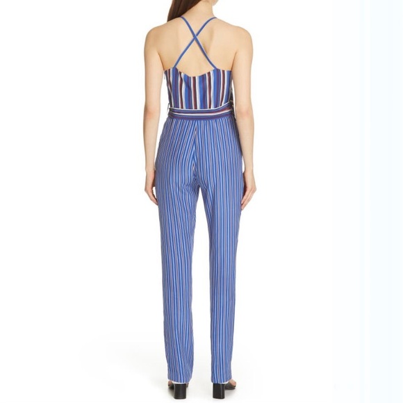 NEW Rag & Bone Felix Red Maroon Blue White 100% Silk Jumpsuit Romper Onesie - Picture 2 of 6